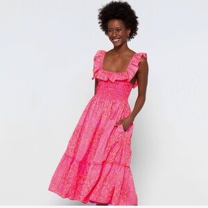 NWT Vineyard Vines Smocked Ruffle Maxi Dress size L